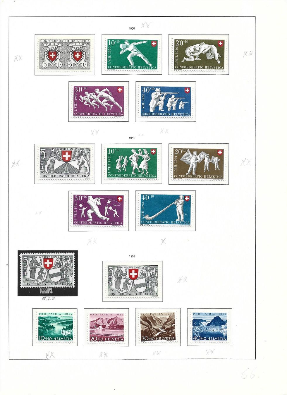 Tutti i francobolli: pro patria, année 1950 à 1963 – Usato da Delemont venduto da toutdubon11