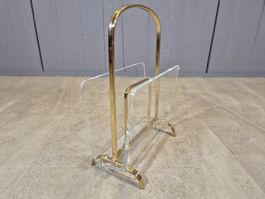 Messing Plexiglas Zeitschriftenständer Magazin Rack 60er