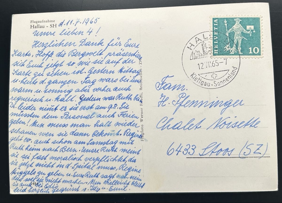 Cartoline postali: Flugaufnahme Hallau SH – Usato da Horw venduto da Tellbub 1