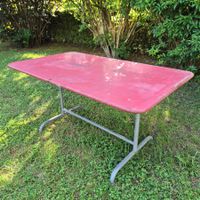 Gartentisch rot Metallgestell rechteckig 140x80 cm gebraucht