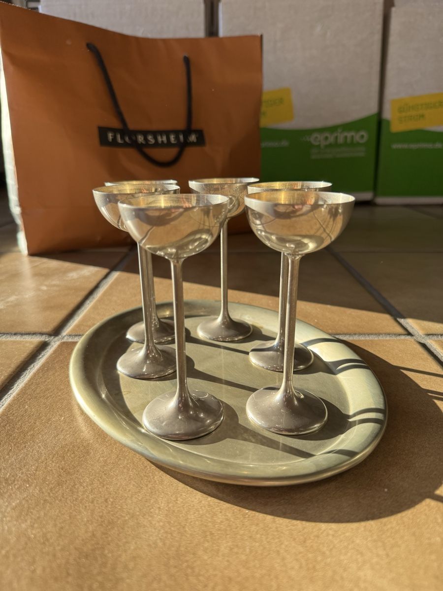 Tutte le decorazioni: Vintage Sektkelche mit Serviertablett, 7-teilig – Usato da Zürich venduto da Sigeli03 2