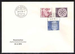 1978, FDC Papieränderung Nr. 609-611, "24.8.78"