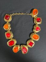 Edouard Rambaud Paris Collier, Cabochons rot/orange, Vintage