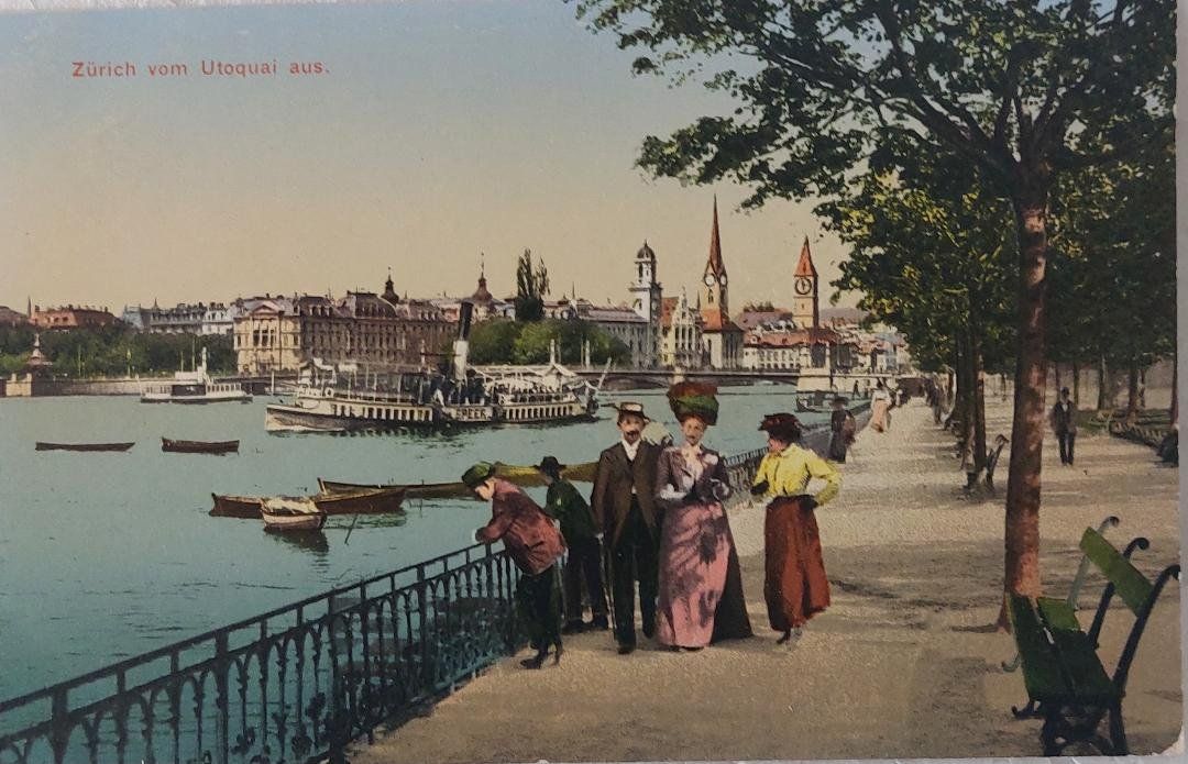Cartoline postali: ZÜRICH  -  vom Utoquai aus - Dampfschiff – Usato da Delémont venduto da Domdom1