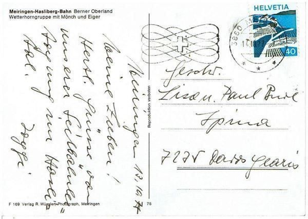 Ansichtskarten: Meiringen-Hasliberg-Bahn, 1977 – Gebraucht aus Flims - Dorf von Stagediver 1