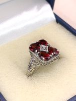 Vintage 925er Silber Ring mit Granate 80er Top