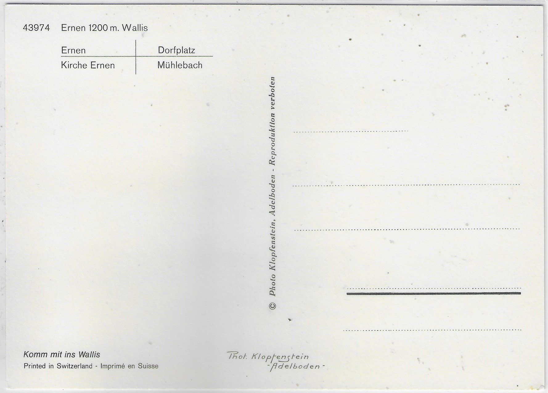 Cartoline postali: Ernen VS - Kirche, Dorfplatz, Mühlebach – Usato da Ettingen venduto da Kartenplanet 1