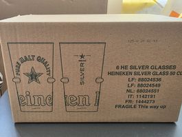 6 Heineken Silver Biergläser 50 cl neu in Originalbox