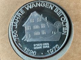900er Silber Gedenkmünze 750 Jahre Wangen bei Olten 1976