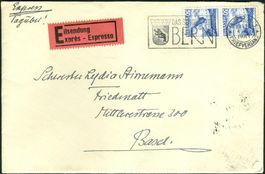 1943_Express-Gebrauchsbrief Bern 1 n. Basel 2; SBK 207 Paar