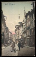 AK Basel, Gerbergasse mit Geschäften