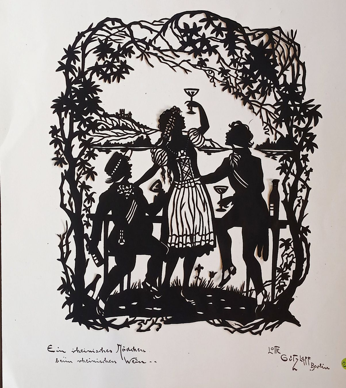 Grafica & Litografie: Scherenschnitt >> Ein rheinisches Mädchen>> – Usato da Zürich venduto da Mr.Dachboden