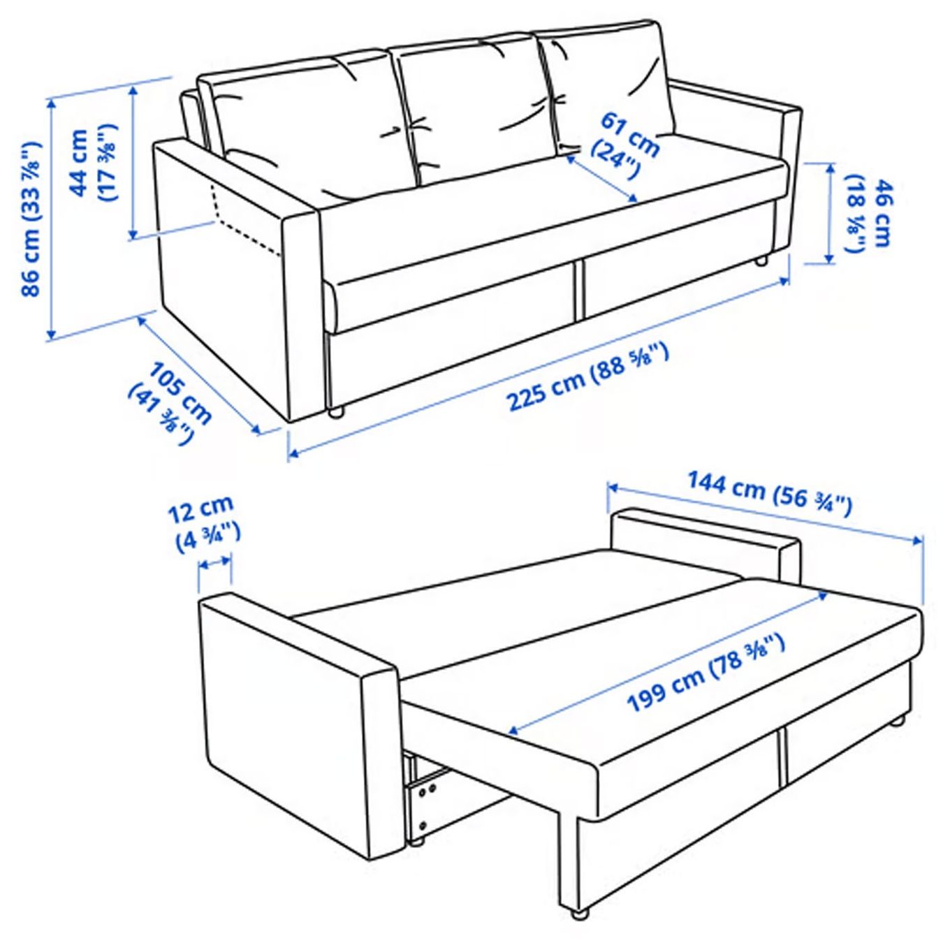 Ikea Sofas: 3er-Bettsofa, Faringe hellgrau – Gebraucht aus Greifensee von Aandix 8