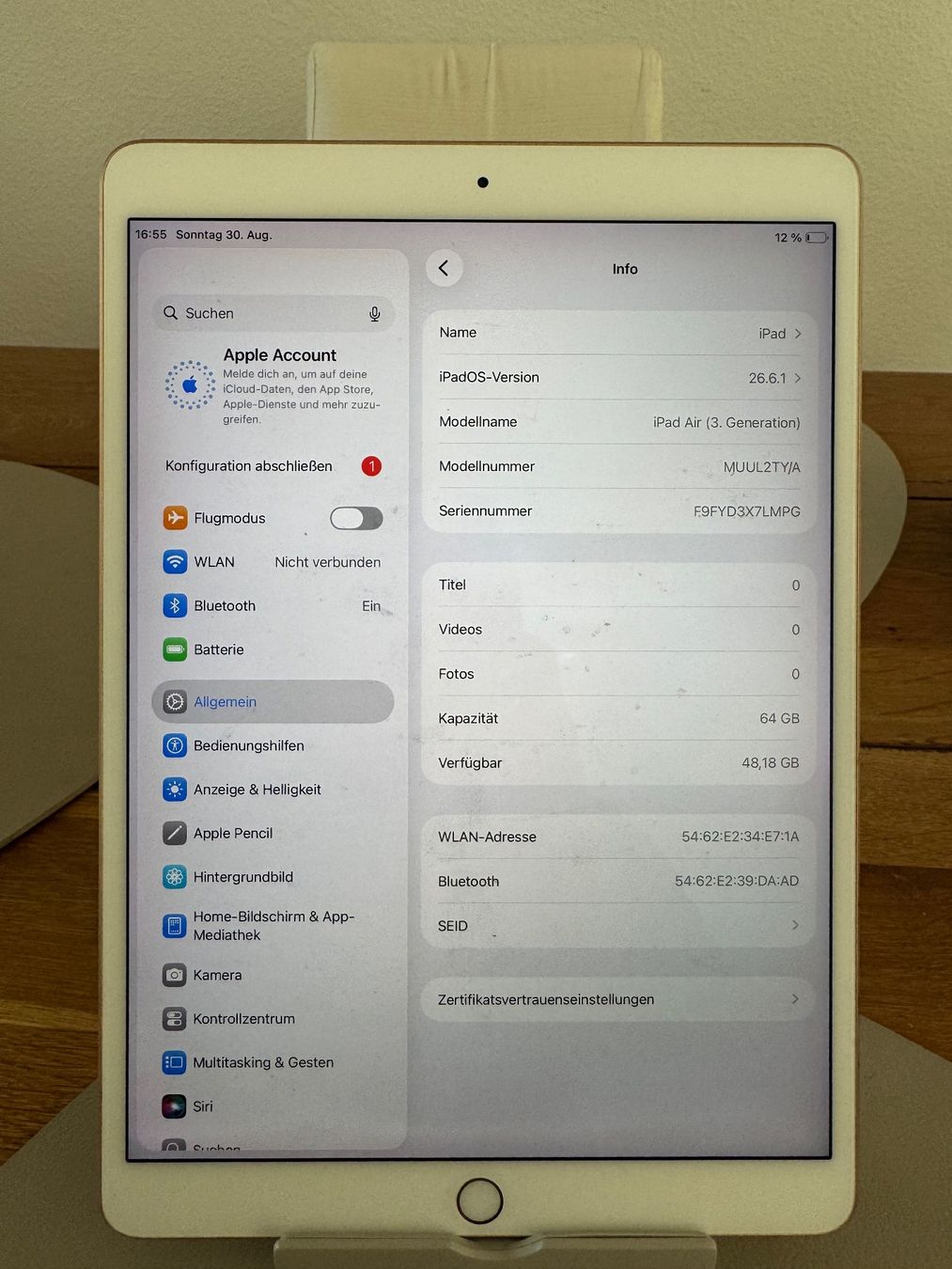 Apple Tablet PC: iPad Air 3 Generation  64GB – Usato da Adliswil venduto da Busys 1