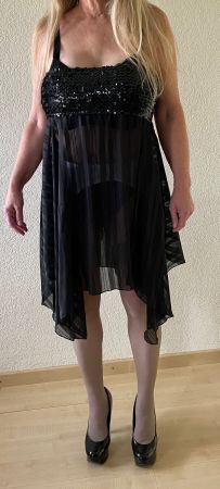 Kleid Cocktailkleid durchsichtig FEU FEMME schwarz Gr. 36/38