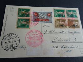 14.IX.30.; ZÜRICH; POSTKARTE HOTEL BAUR AU LAC; AVIATION
