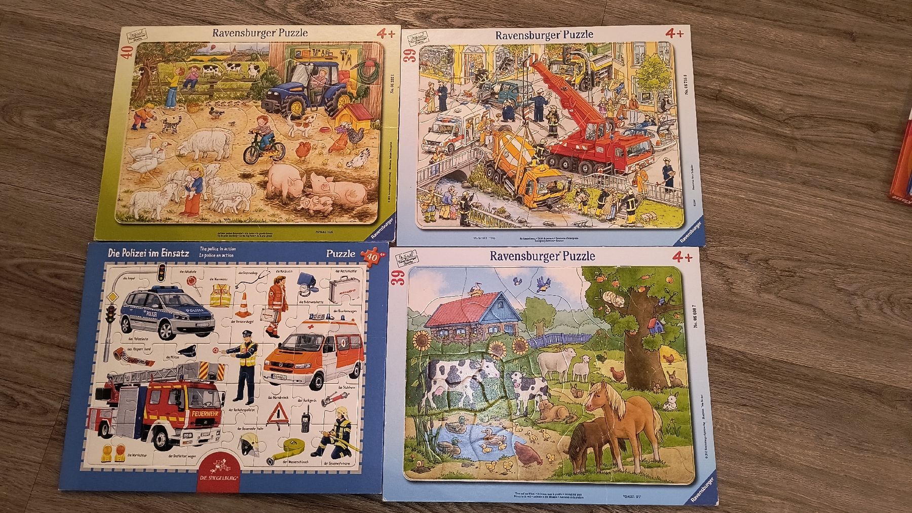Ravensburger Puzzle: Ravensburger Puzzle Set - Bauernhof, Polizei, Baustelle, 4+ – Usato da Neuenkirch venduto da ele99