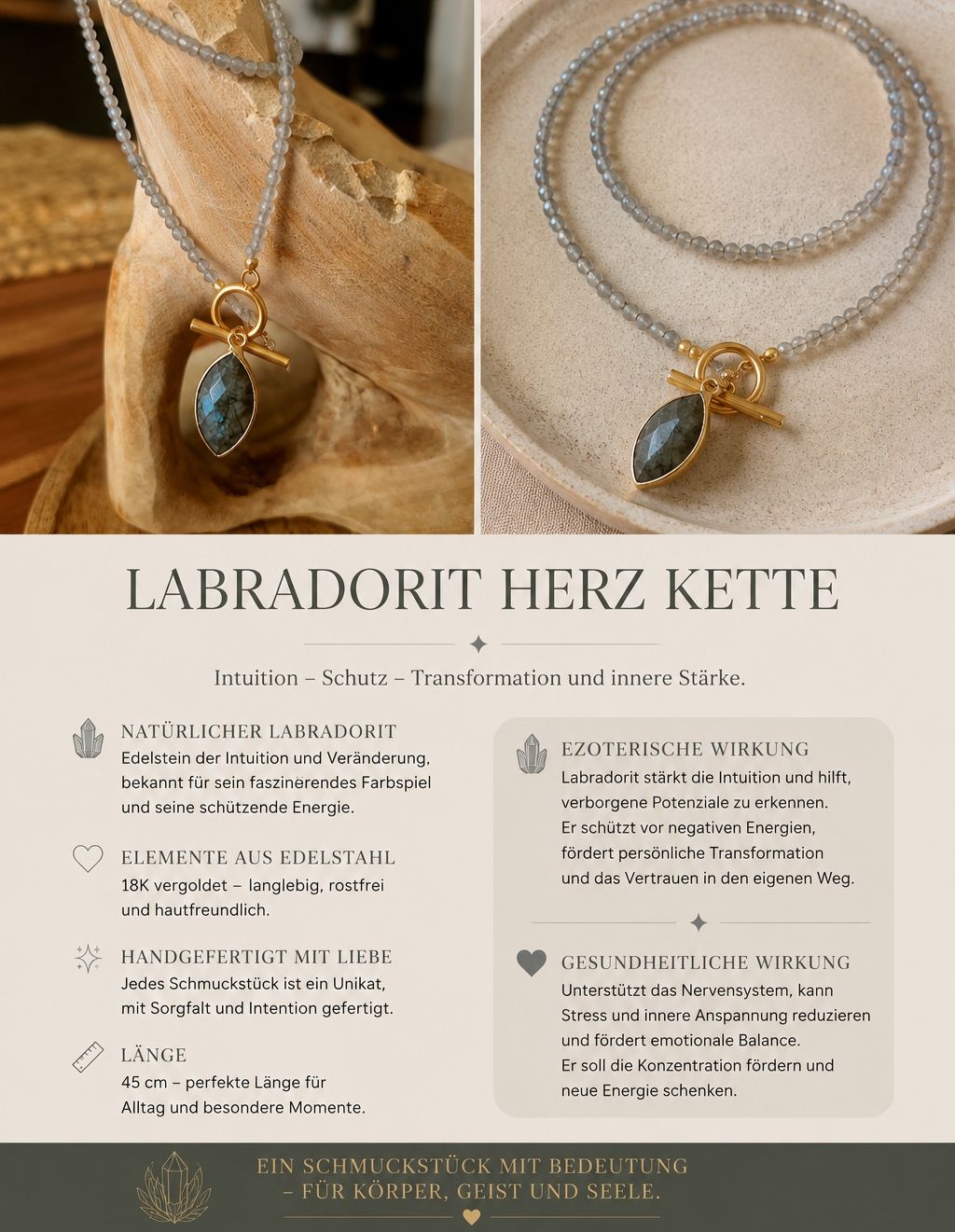 Colliers: Labradorit Kette 45cm – Neuf avec emballage d'origine à Thun par luk_7qlx
