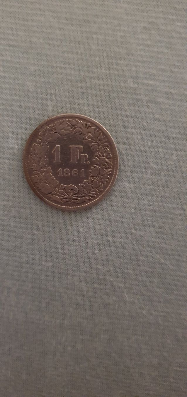 Alle Münzen: 1 Franken Silbermünze 1861 B – Gebraucht aus Wallenwil von Rainbow45