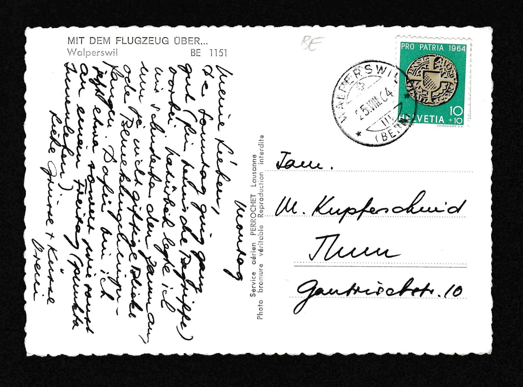 Cartoline postali: WALPERSWIL 1964, Flugaufnahme – Usato da Reiden venduto da cinfis 1