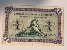 Belfort 1 Franc Schein von 1918 - Seltenes Sammlerstück!