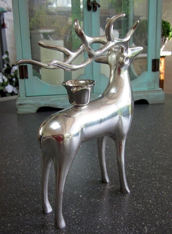 Portacandele: Versilbertes Rentier als Kerzenhalter – Usato da Bischofszell venduto da Pfau0 2