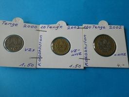 Kasachstan 2000-02, 3 alte Münzen