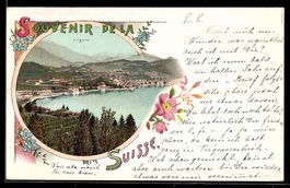 Litho Lugano, Seepanorama mit Ortsansich