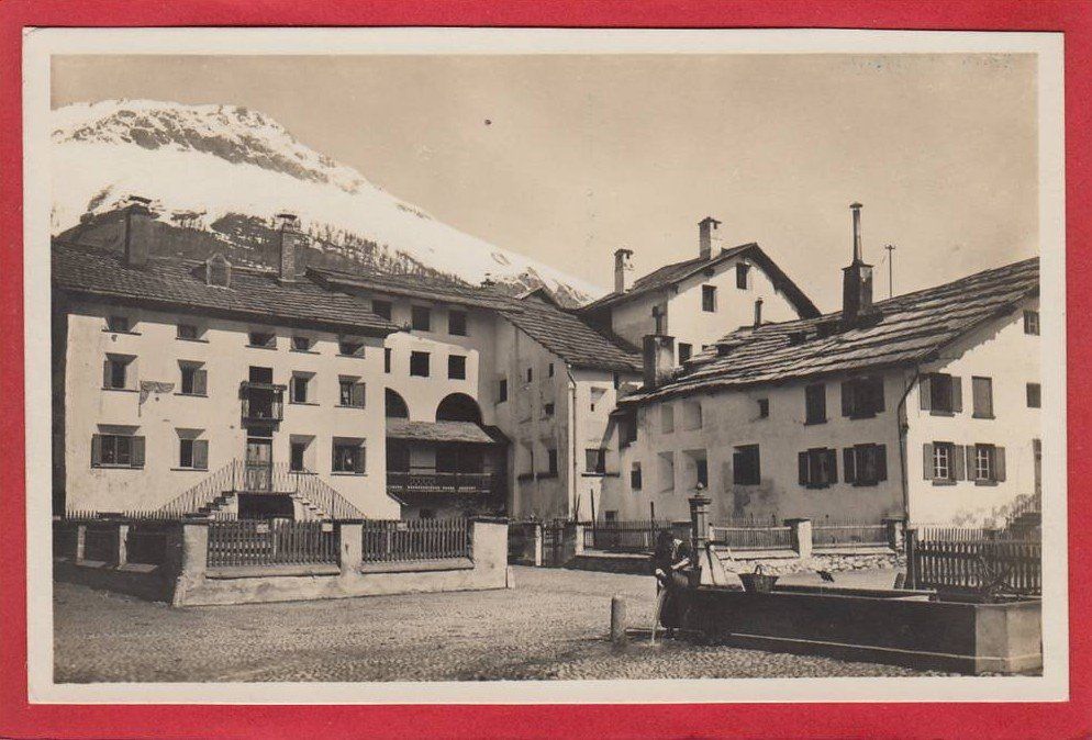Cartoline postali: CELERINA, TEILANSICHT MIT BRUNNEN – Usato da Grüningen venduto da Kartenlaube