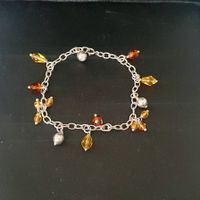 Charm-Armband, Sterling Silber 925, Bernstein-Look