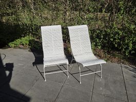 Gartenstühle Holz-Metall weiss 2er Set gebraucht
