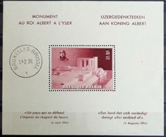 BELGIQUE - BELGIË 1938: Monument pour le roi Albert, bloc **