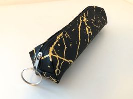 Federmäppchen / Etui, Marmoreffekt, Reissverschluss, schwarz