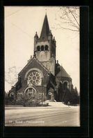 AK Basel, Pauluskirche mit Strasse, 1928