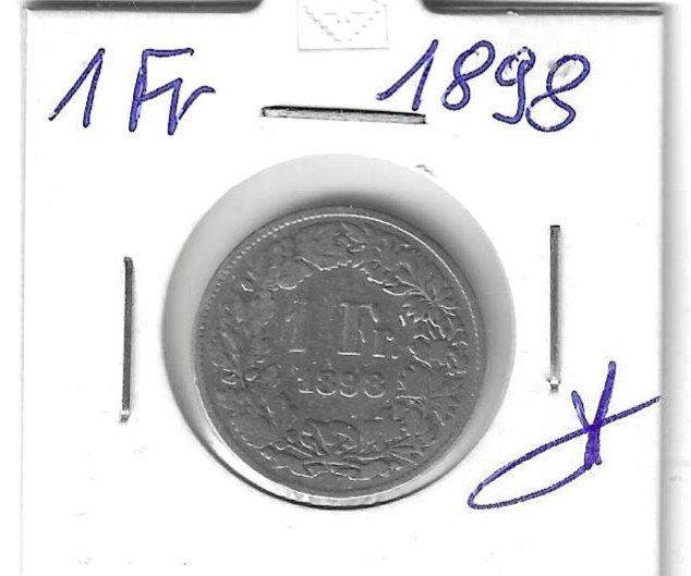 Tutti le monete: Monnaie Suisse: 1 Fr 1898 – Usato da Muraz (Collombey) venduto da Resine