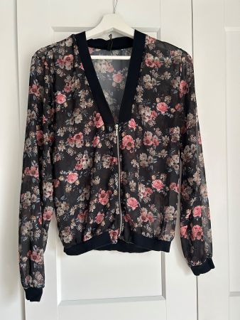 Vintage 2010s Floral Sheer Bomber Jacket
