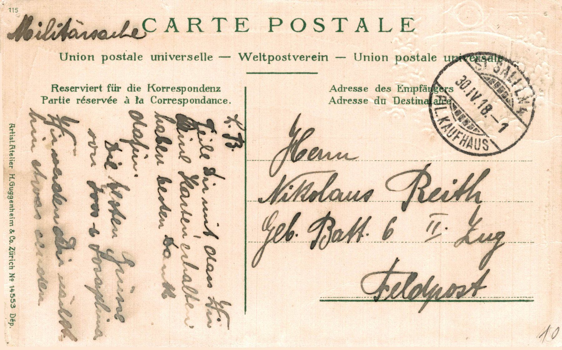 Cartoline postali: St. Gallen. Prägerand mit Schweizer Briefmarken – Usato da Bronschhofen venduto da Astore 1