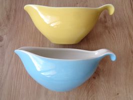 2 RÖSSLER SAUCIERE BLAU HELLBLAU GELB VINTAGE