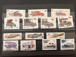 Lot mit Auto-Briefmarken ganze Welt  (R390)