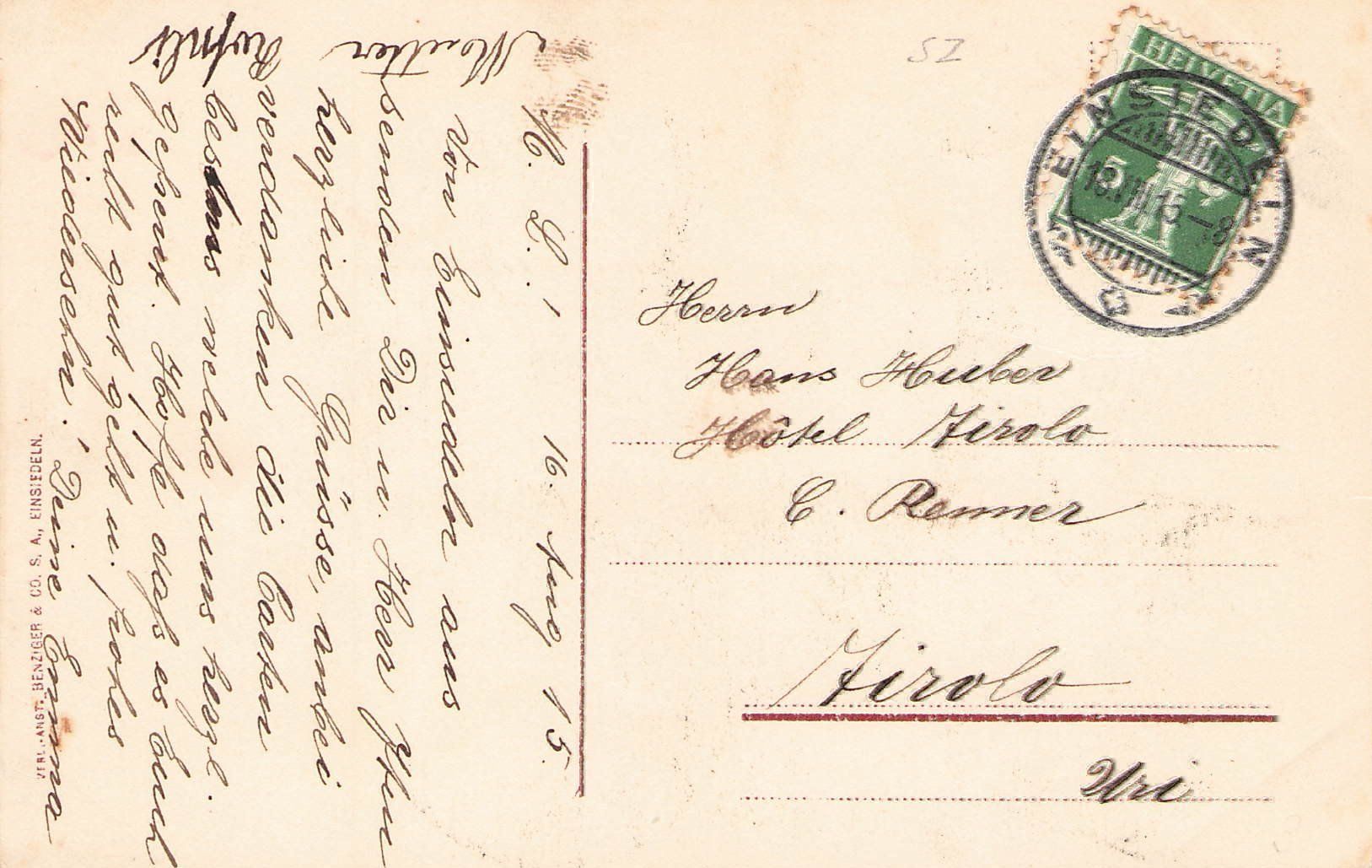 Cartes postales: -Einsiedeln , 1915 – D'occasion à Reichenburg par Pipo-67 1
