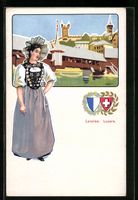Luzern / Lucerne, Schweizerin in Tracht,