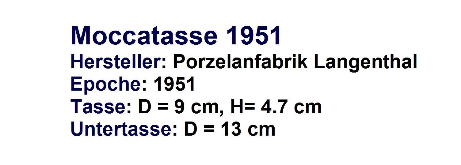 Tasses: Moccatasse Langenthal 1951 – Neuf (Voir description) à Flamatt par samowarow 1