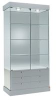 Glasvitrine, ESG Glas, Silber, LED (B.73cmxT.46cmxH.188cm)