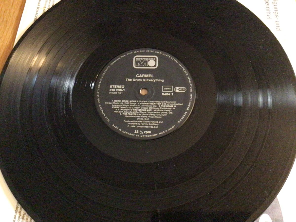 Dischi in vinile: Carmel The Drum Is Everything Vinyl LP Platte 1984 – Usato da Steinach venduto da Quarkie 2