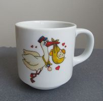 Langenthal Porzellan Kindertasse - Tasse Storch mit Baby