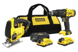 F 850 ) Stanley 2 Akku Schlagbohrmaschiene + Stichsäge Neu
