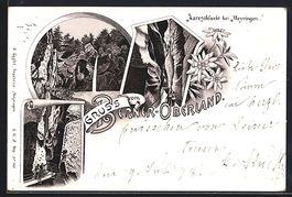 Litho Meyringen, Aareschlucht, Wasserfal