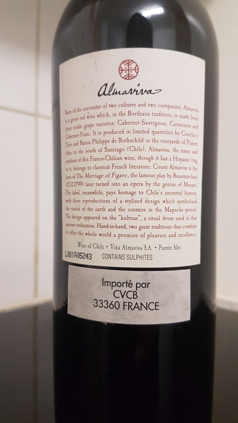 Wein: Almaviva 2003  75 cl. – Neu (gemäss Beschreibung) aus Grenchen von poggione 5