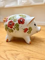 Blumiges Sparschwein aus Keramik, Vintage Stil, Top Zustand