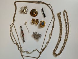 10 Teile / Antiker Modeschmuck / Schmuck Kette Brosche Perle